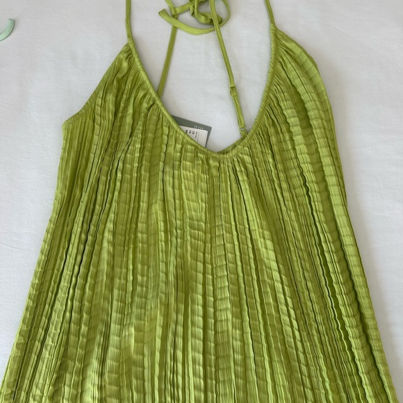 H&M Women’s Lime Green Pleated Camisole Dress. NWT - Picture 3 of 7